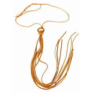 NWT Leather Tie Necklace on Small Tarnished Brass